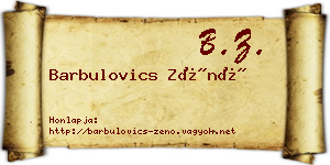 Barbulovics Zénó névjegykártya
